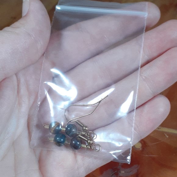 NWT Handcrafted Tiger's Eye & Gold Beads Earrings - Picture 4 of 7